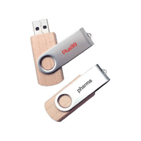 Metal Swivel Wooden USB Flash Drive