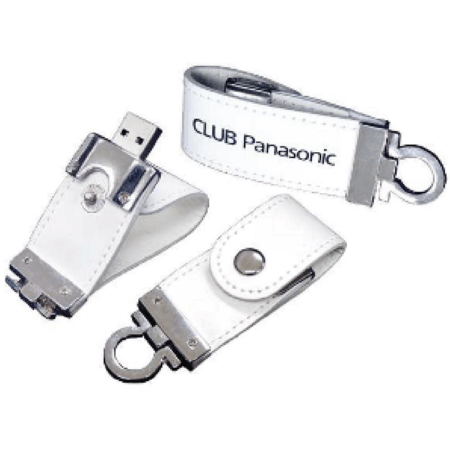 Button Flap Leather USB Flash Drive