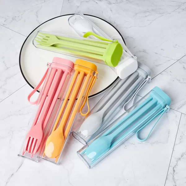 3 in 1 Portable Travel Cutlery Set With Case