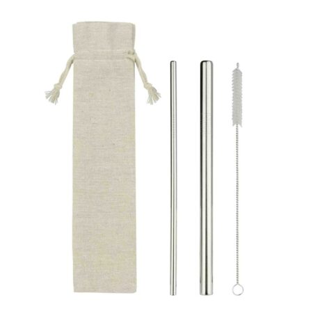 RAW - Straw Set with Jute-Cotton Pouch